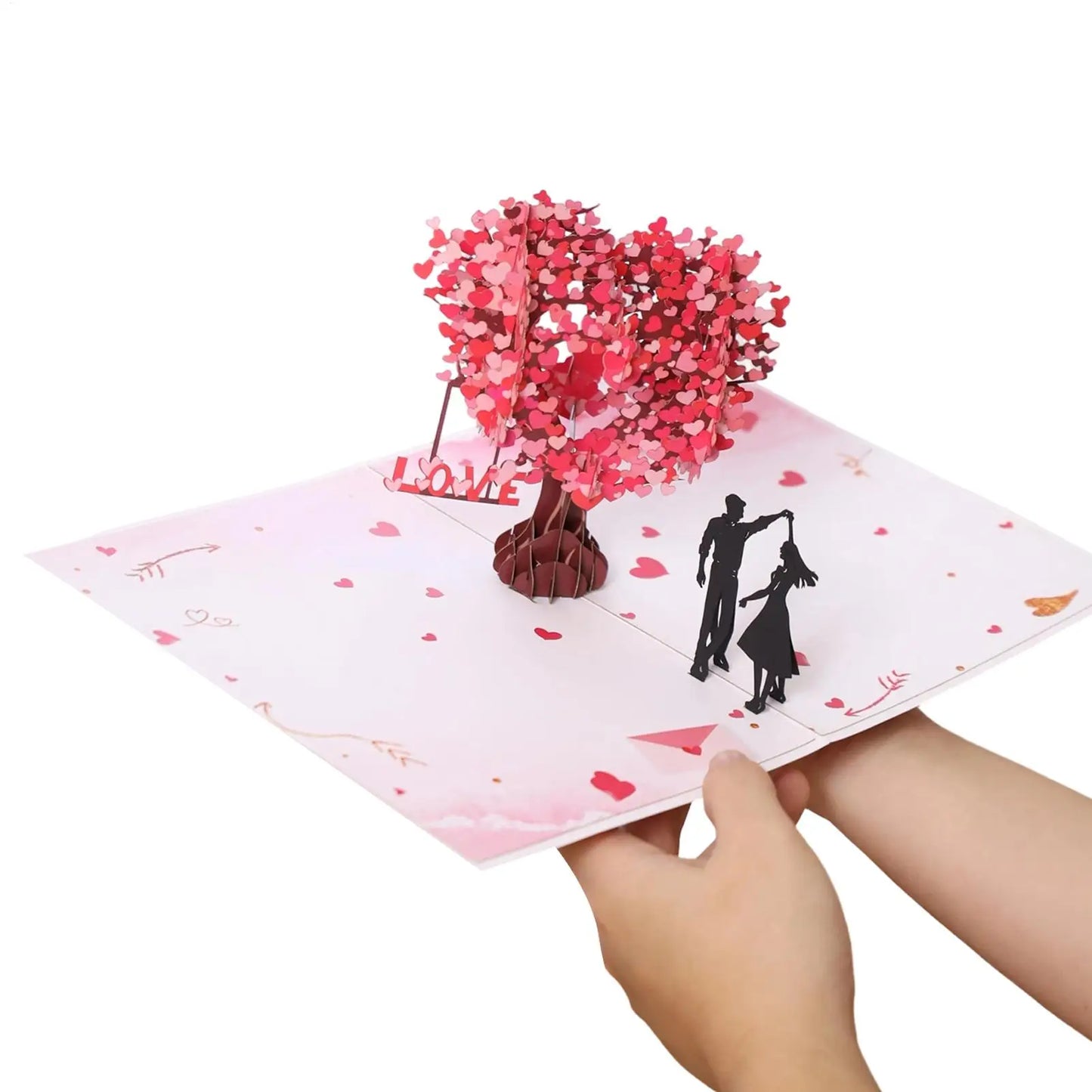 3D Pop-Up Heart Tree Couple Card – Romantic Greeting Card
