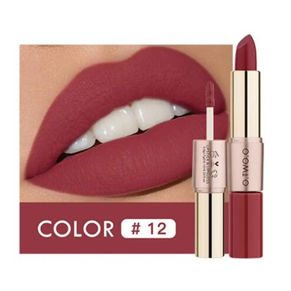 O.TWO.O 2-in-1 Matte Lipstick & Lip Gloss – 12 Colors