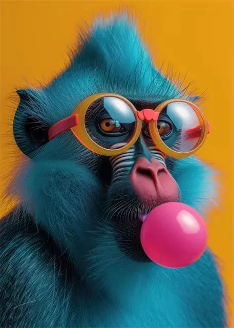 WhimsyWorks Funny Animals Bubble Blowing Chameleon Canvas Poster,Unframed Artistic Wall Decor for Living Room,Bedroom, Art Decor Peaceful Pleasures Health and Wellness ZLH3291 50x70cm No Frame