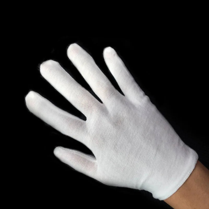 Pure Cotton Work White Gloves Etiquette Gloves Collectible Items White Anti-slip and Anti-stain Cotton Wear-resistant Gloves Peaceful Pleasures Health and Wellness