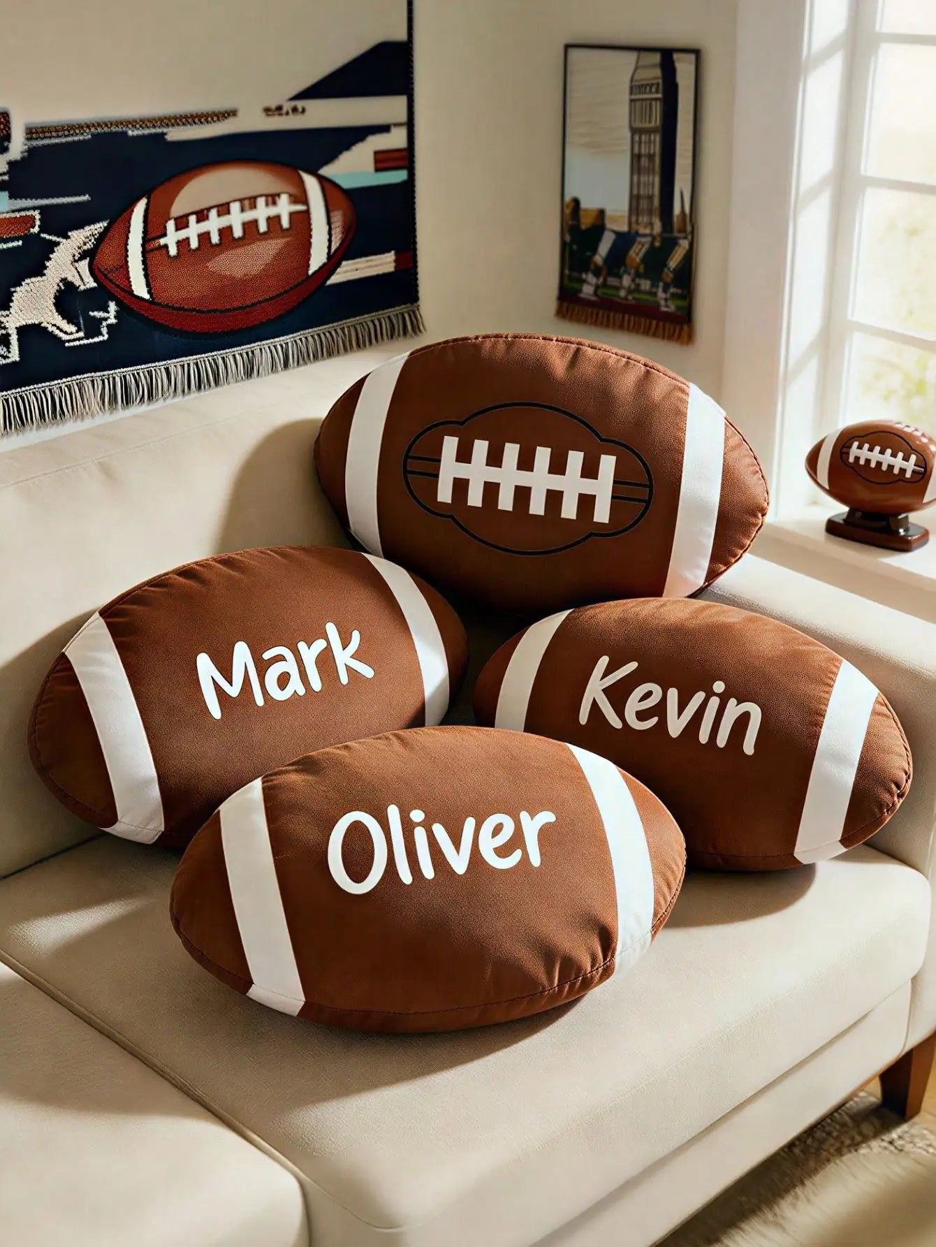 Custom Name Football Pillow | Personalized Kids Gift