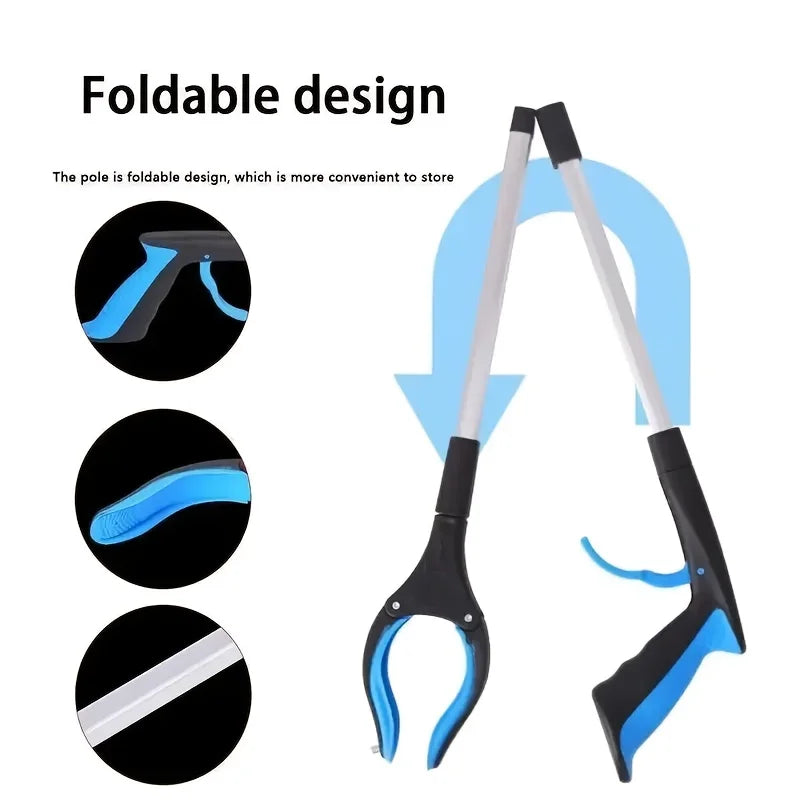 1-Piece Blue Grabber, Foldable Style Grabber Tool, Reacher Tool, Trash Grabber, Lightweight Grabber Suitable for Elderly Use Peaceful Pleasures Health and Wellness