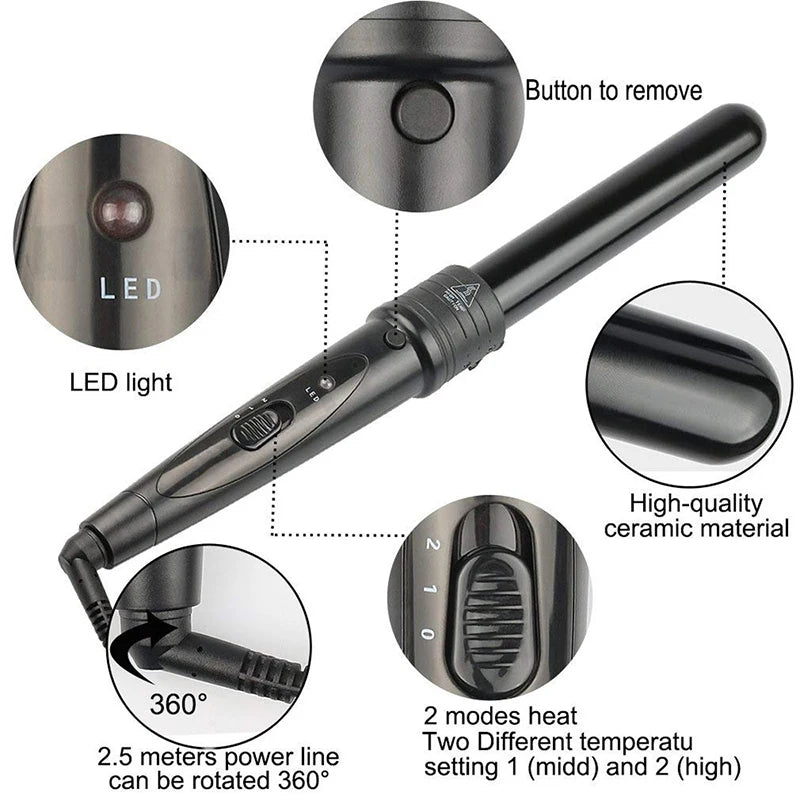 New Product 5 in 1 Hair Curling Iron Ceramic Rotating Hair Curler Curling Wand Heated Hair Brush Curling Wand Set Peaceful Pleasures Health and Wellness