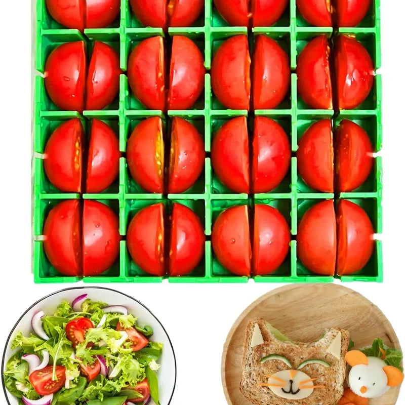 New Product Ideas Slicer Home Kitchen 16pcs Grapes Cherry Tomatoes Salad Cutter Slicer Half or Quarter Cutting 16Pcs at a Time Peaceful Pleasures Health and Wellness