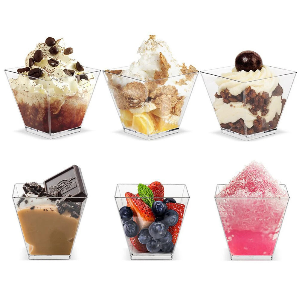 20/50/100Pcs 2oz mini disposable 60ml square Dessert Sample Cups Reusable Small Tasting Party Serving Bowl Cake Ice Cream Cups Peaceful Pleasures Health and Wellness