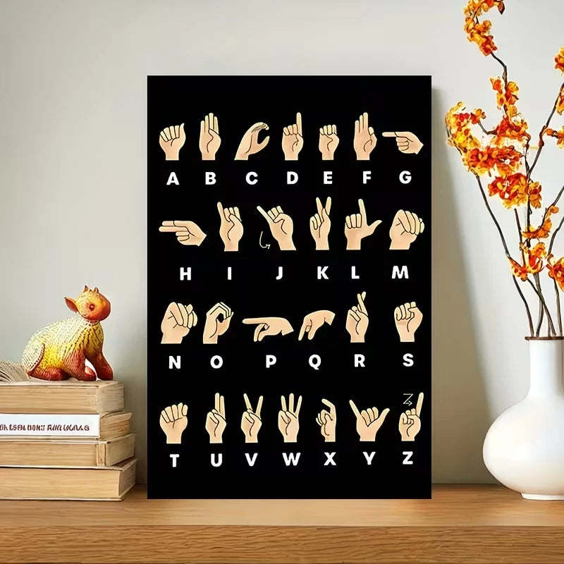 ASL Alphabet Chart Canvas Wall Art | Sign Language Poster