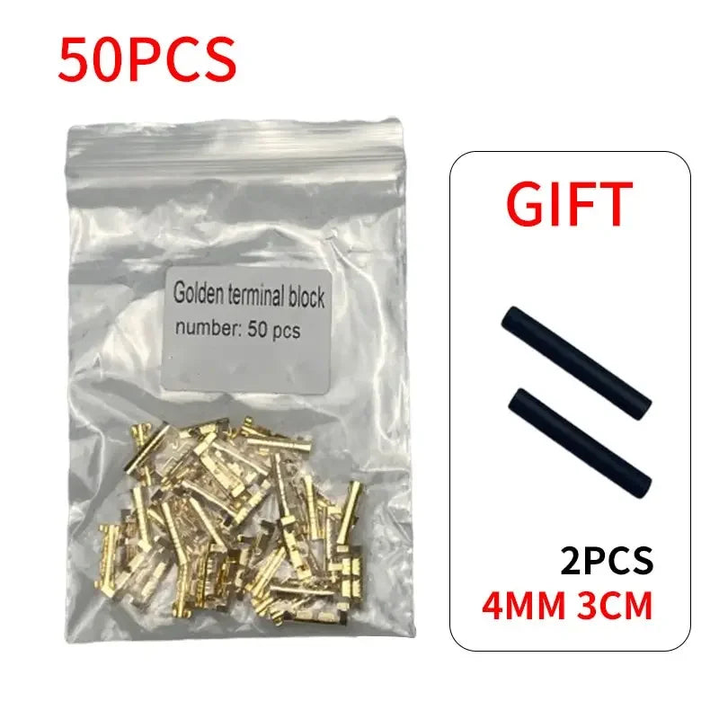 U-Type Brass Crimp Terminal Block Connectors | 50–200 Pcs