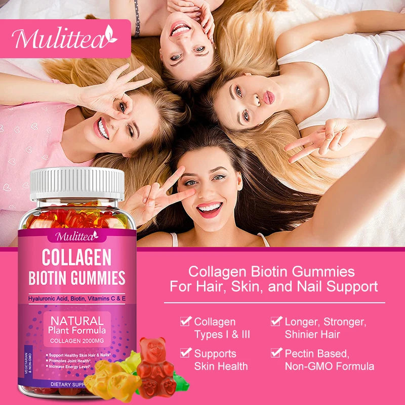 Collagen Gummies with Biotin, Vitamin C & E – Hair, Skin, Nails & Joints | 60 Count Peaceful Pleasures Health and Wellness
