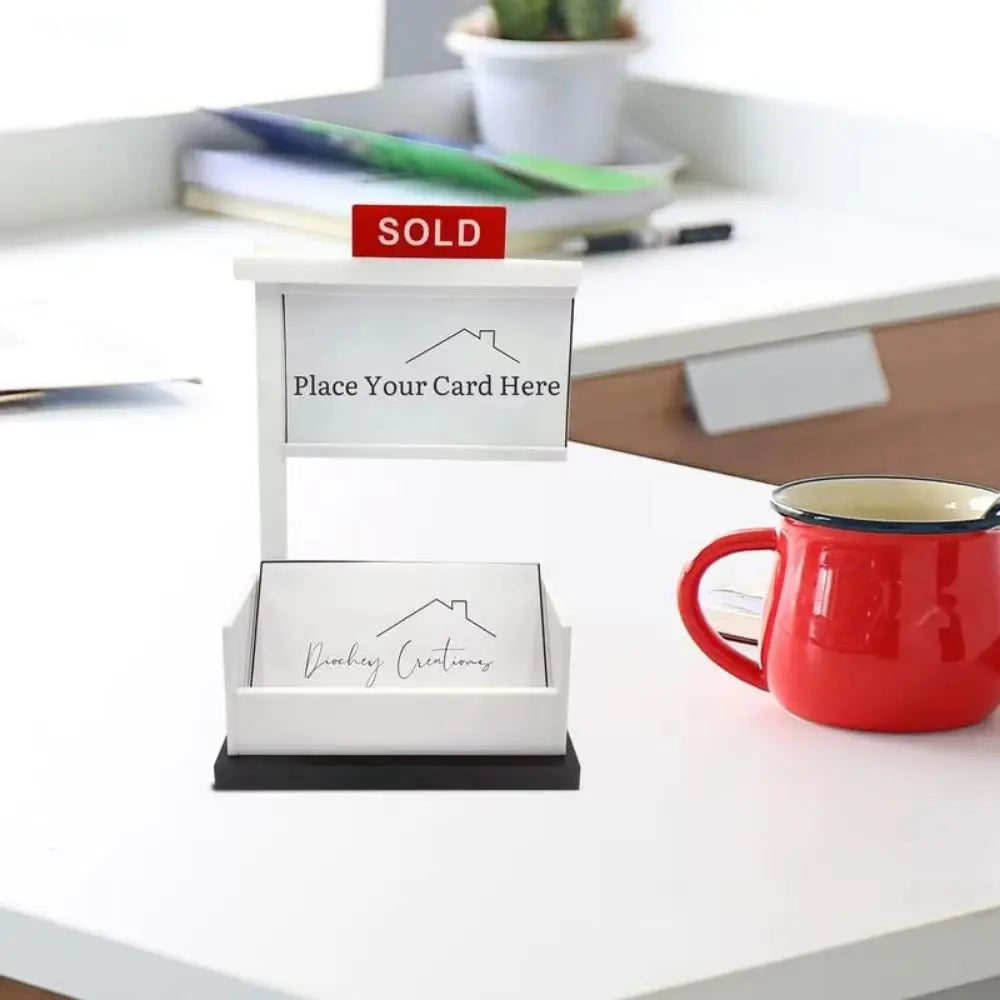 Sold Sign Real Estate Business Card Holder Removable Large Capacity Business Card Rack Easy To Install Open Design Peaceful Pleasures Health and Wellness