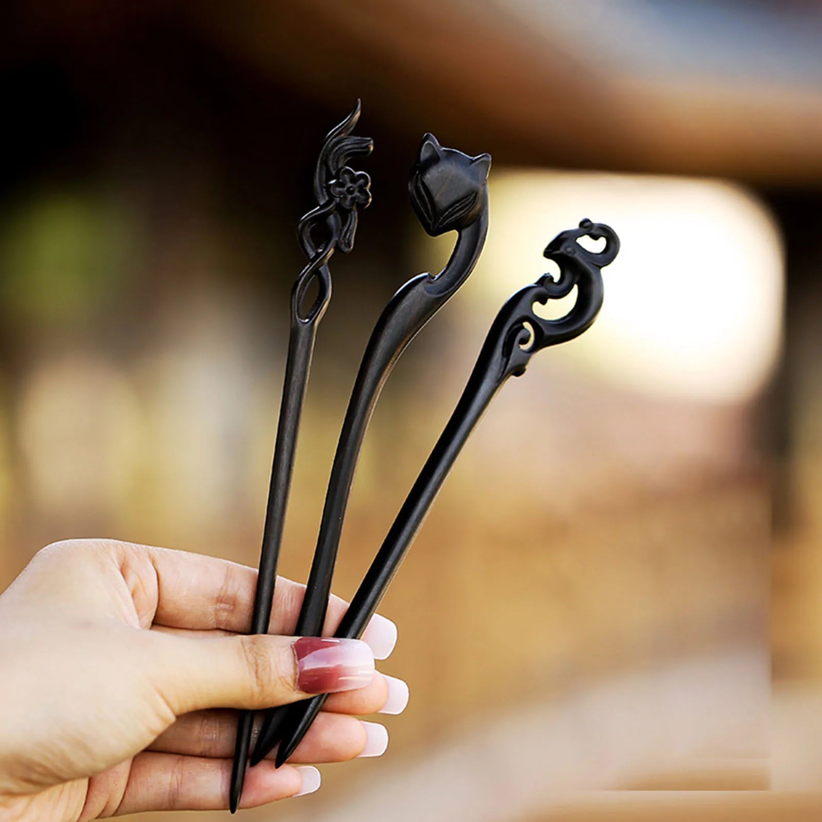 Female Ethnic Style Hairpin Stable Grip Smooth Edge Hair Stick Headdres for Chinese Hanfu Cosplay Costume Peaceful Pleasures Health and Wellness