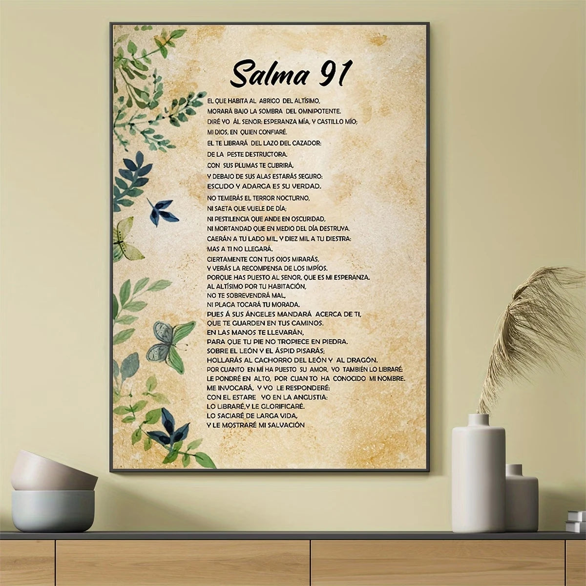 Psalm 91 Spanish Scripture Canvas Wall Art Print | Home Decor