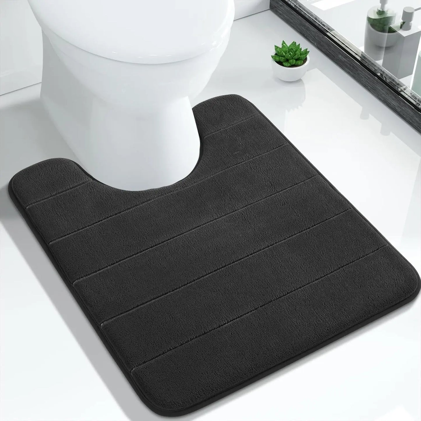 U-Shape Bathroom Mat 50x60CM Ultra Absorbent Memory Foam Bath Mat Non-Slip Toilet Mat for Bathroom Floor Home Decoration Peaceful Pleasures Health and Wellness