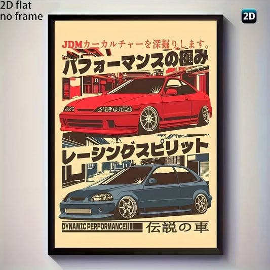 Retro JDM Automotive Canvas Wall Art Print | Car Poster Canvas Wall Art Peaceful Pleasures Health and Wellness G3689 21x30cm Unframed