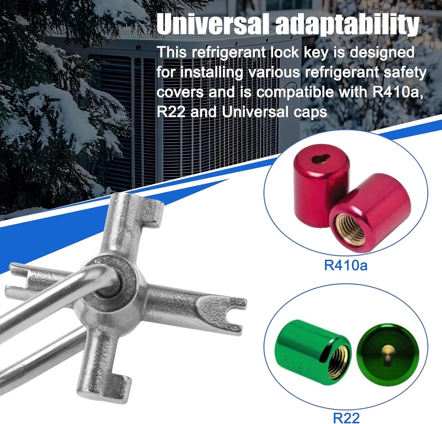 HVAC Locking Caps Key 410A R22 Refrigerant Safety Installation