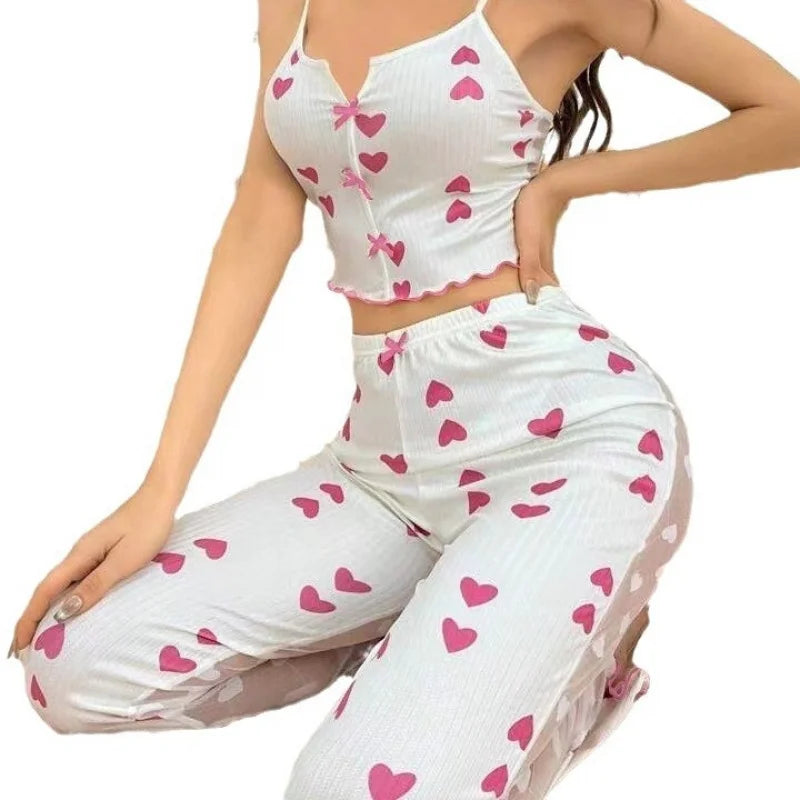 Women's Heart Mesh Contrast Lingerie Set | Baby Doll