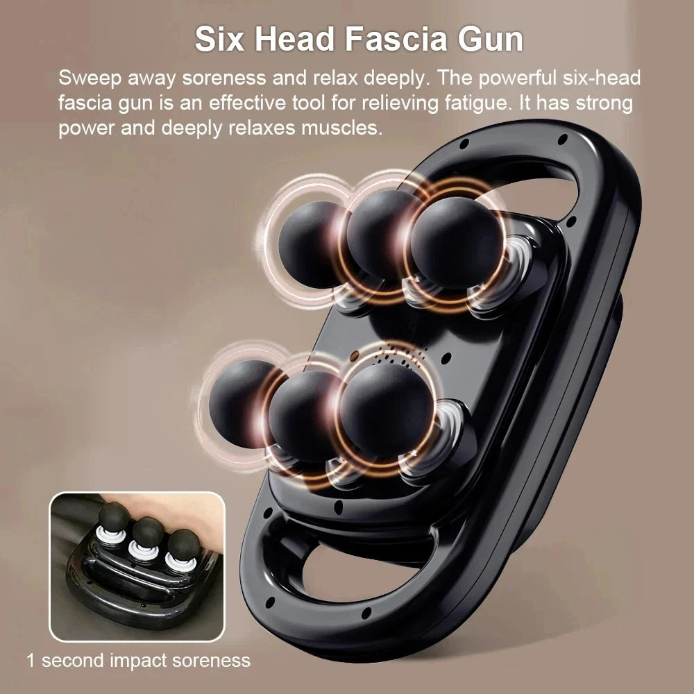 6-Head Electric Percussion Massage Gun | Full Body Massager
