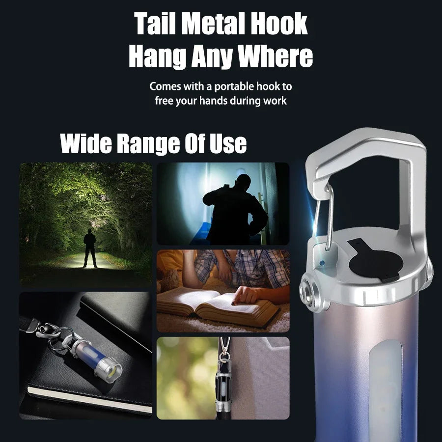 Mini COB Keychain Flashlight USB-C Rechargeable | Red Blue Strobe