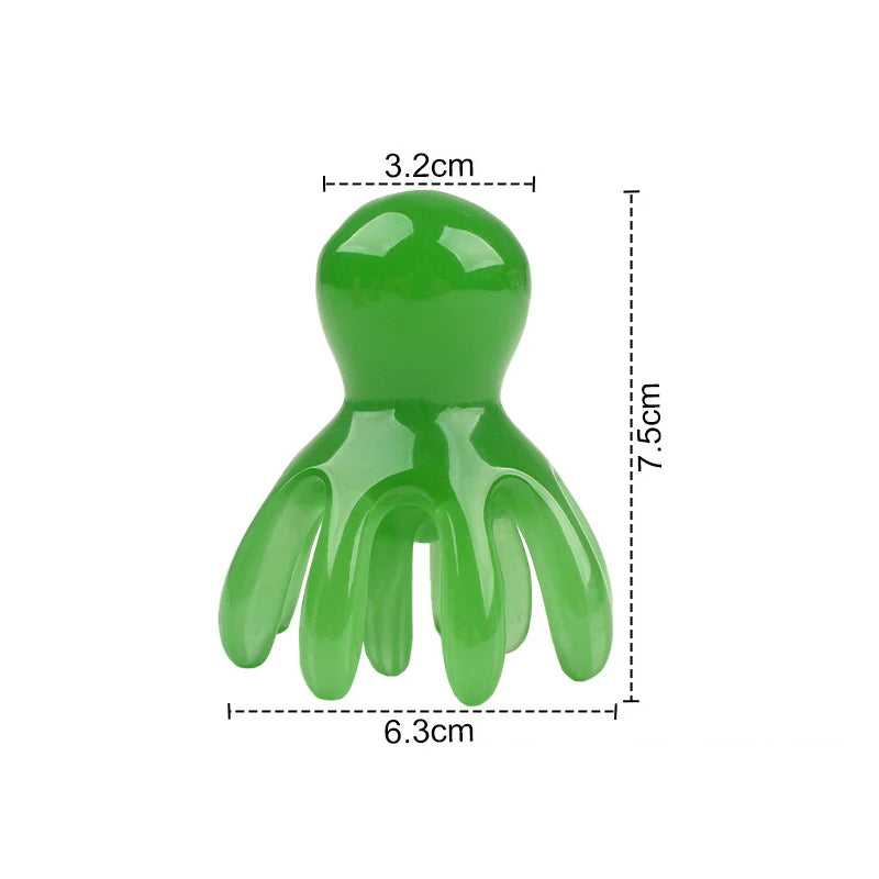 Resin Double Row Octopus Comb, Cute Head Massager, Hair Care, Meridian Scraping, Scalp Massage, Acupuncture, SPA, Gua Sha Massag Peaceful Pleasures Health and Wellness Green