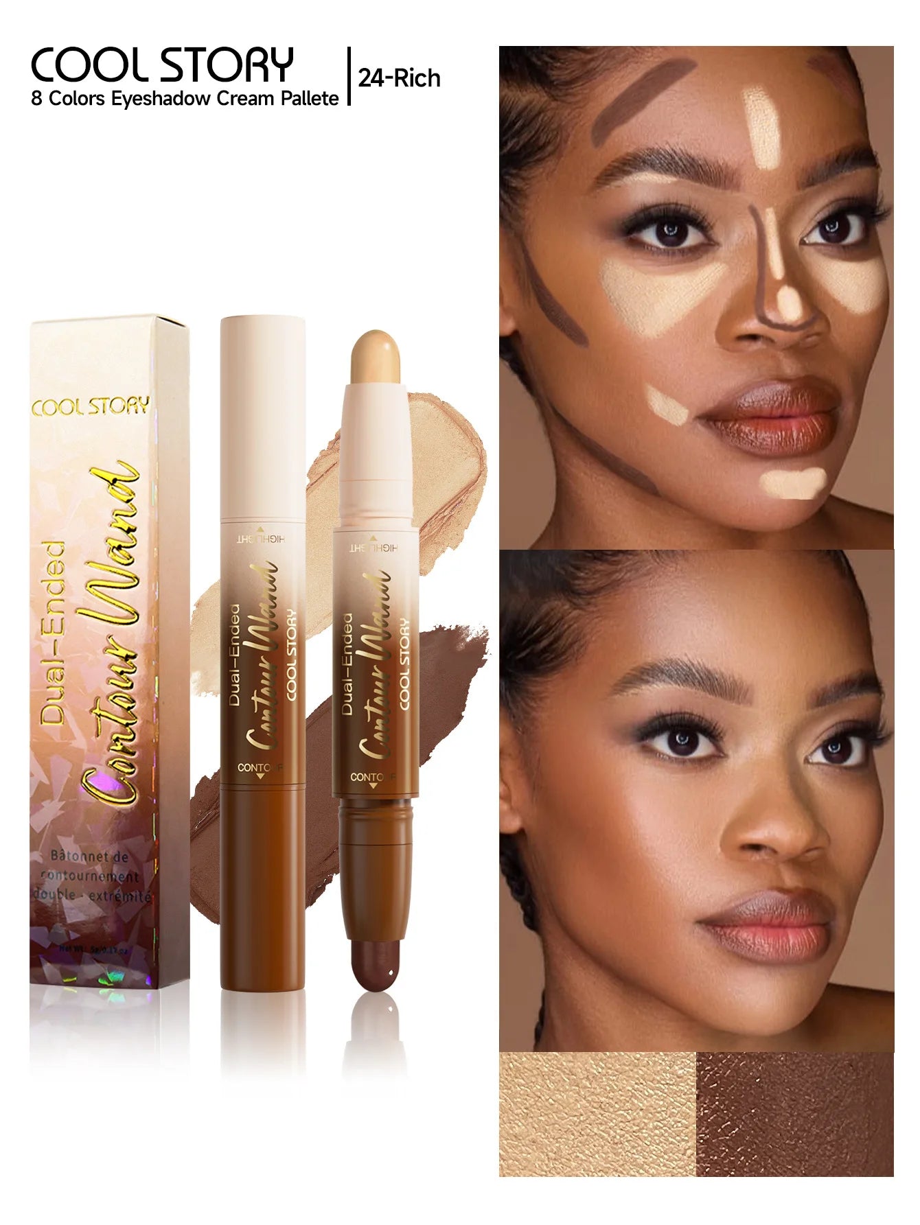 2-in-1 Glitter Highlighter & Contour Stick | Long-Lasting Makeup