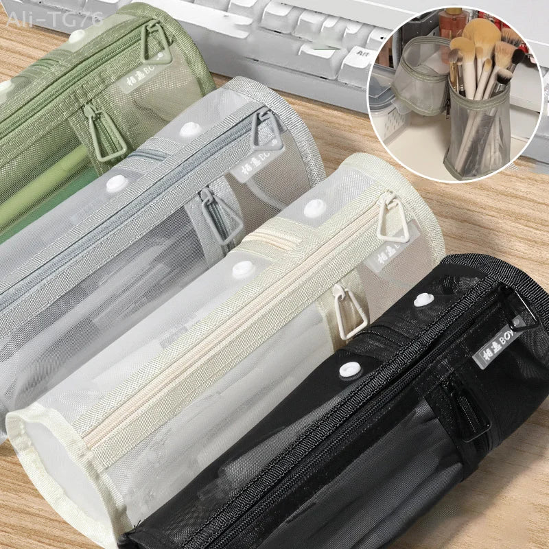 Mesh Makeup Brush Bag – Travel Stand-Up Holder & Pouch
