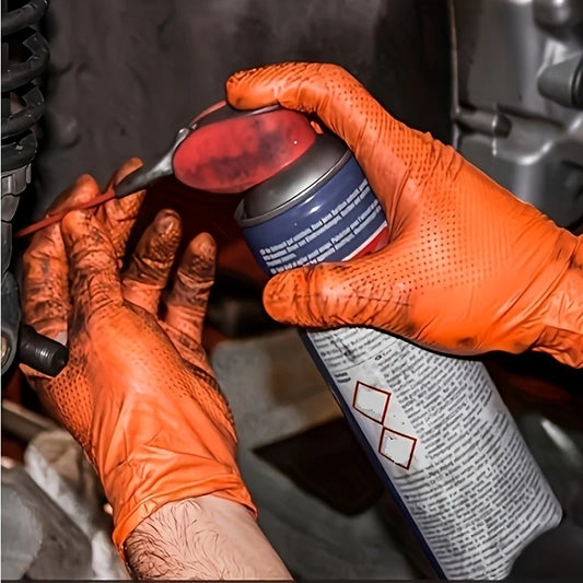 30-Pack (15 Pairs) of Orange Nitrile Gloves with Raised Diamond Texture, Suitable for Auto Repair, Outdoor Use, Kitchen and Household Cleaning, and Are Versatile for Multiple Cleaning Scenarios Peaceful Pleasures Health and Wellness
