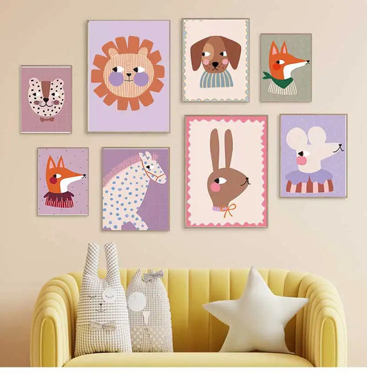 Cute Animals Canvas Print – Kids Nursery Wall Art Poster Canvas Wall Art Peaceful Pleasures Health and Wellness