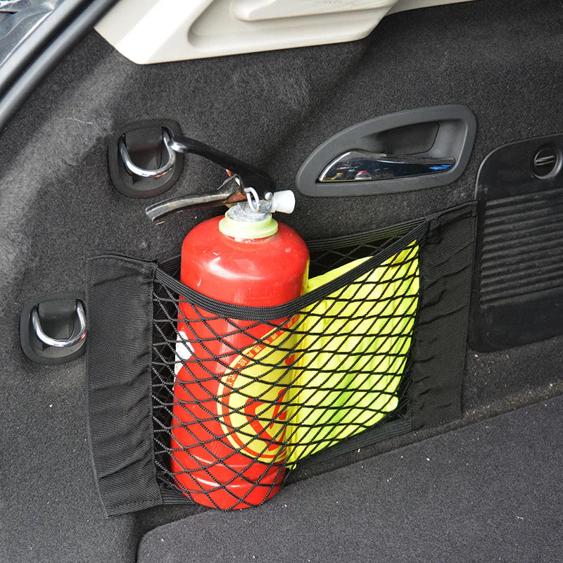 Self-Adhesive Magic Tape Car Trunk Mesh Storage Organizer Elastic Cargo Net Pocket Universal Trunk Seat Back Storage Accessories Peaceful Pleasures Health and Wellness