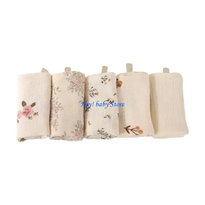 4-Layer Cotton Burp Cloths for Newborns – 5-Pack Washcloths