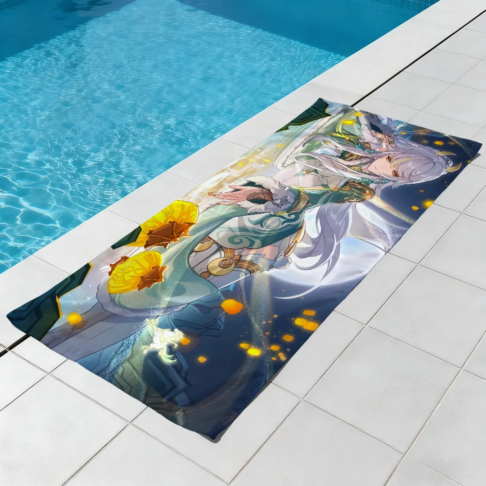 Genshin Impact Zibai Quick-Dry Beach Towel | Multi-Size Quick-Dry Beach Towel Peaceful Pleasures Health and Wellness