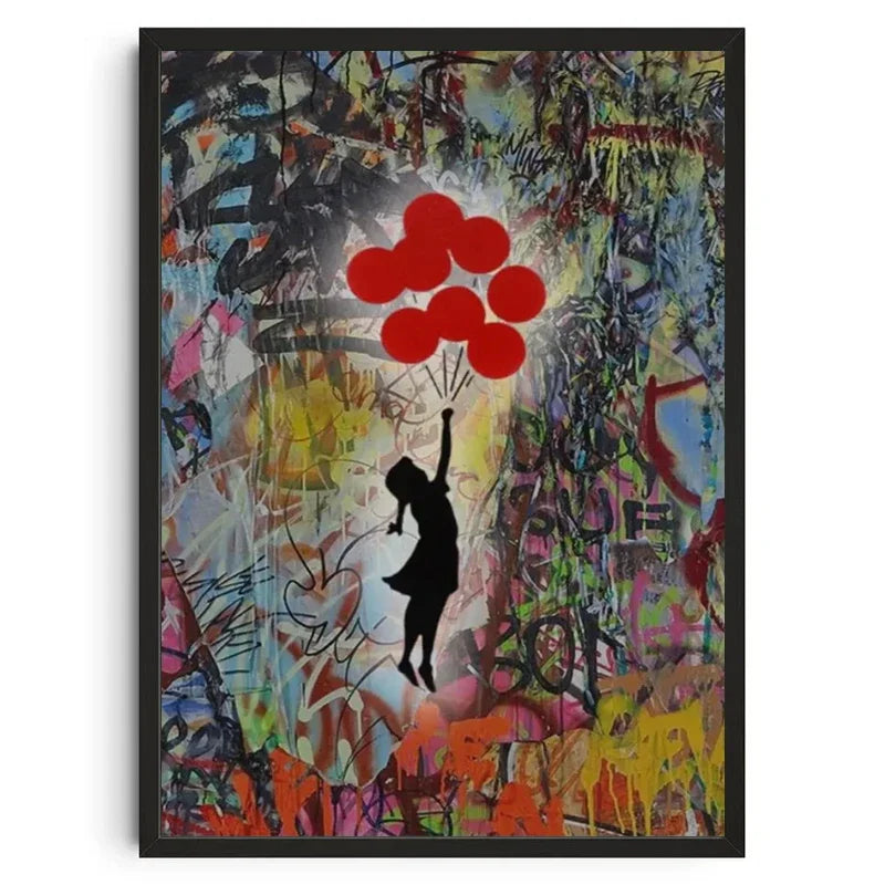 Graffiti Banksy Art Poster Banksy Image Series Printed Canvas Art Mural Used for Home Wall and Living Room Decoration, Framel Peaceful Pleasures Health and Wellness