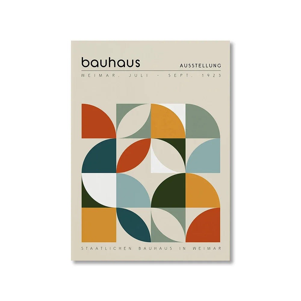 Modern Abstraction Wall Art Poster Prints Bauhaus Geometric Buildings Canvas Painting Picture for Bathroom Room Home Decor Peaceful Pleasures Health and Wellness 16 55x75cm