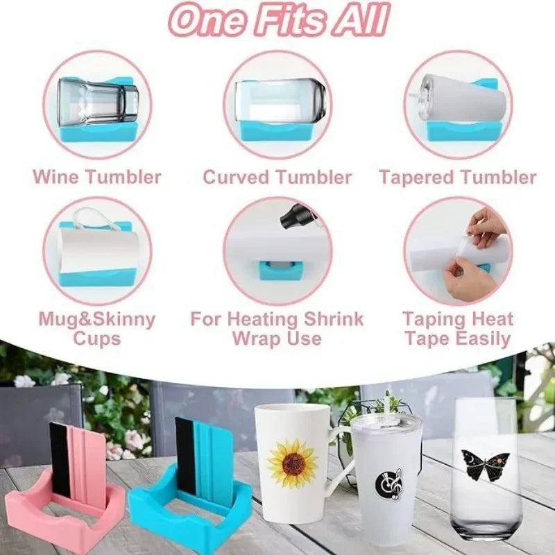 Tumbler Holder For Crafts Decals Tumbler Stand Curvature Supports Cup Holder With Builts-In Slot Mug Glass Silicone Cup Cradle Peaceful Pleasures Health and Wellness
