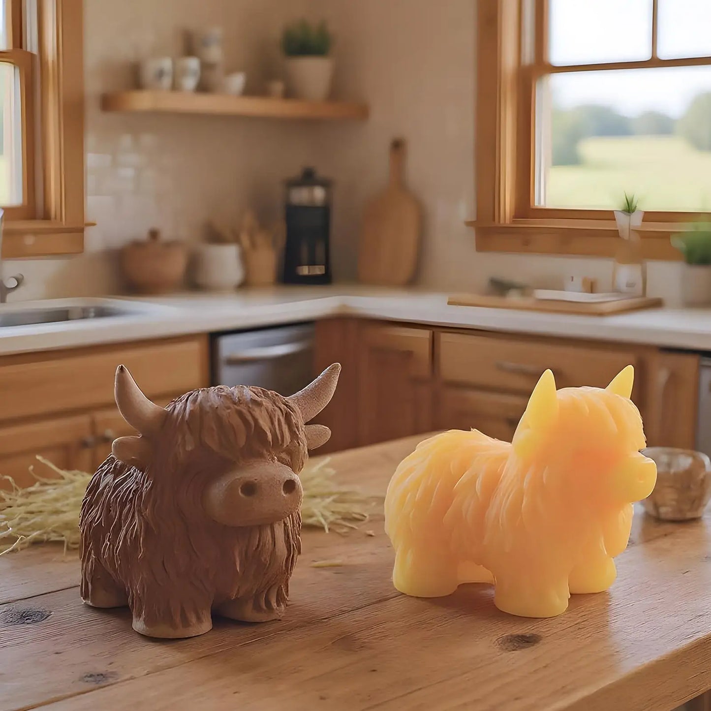 Candle Wax Molds 3D Highland Cow Silicone Mold Farm Animal Casting Craft Decorative Ornament for Home Travel Daily Classroom Peaceful Pleasures Health and Wellness