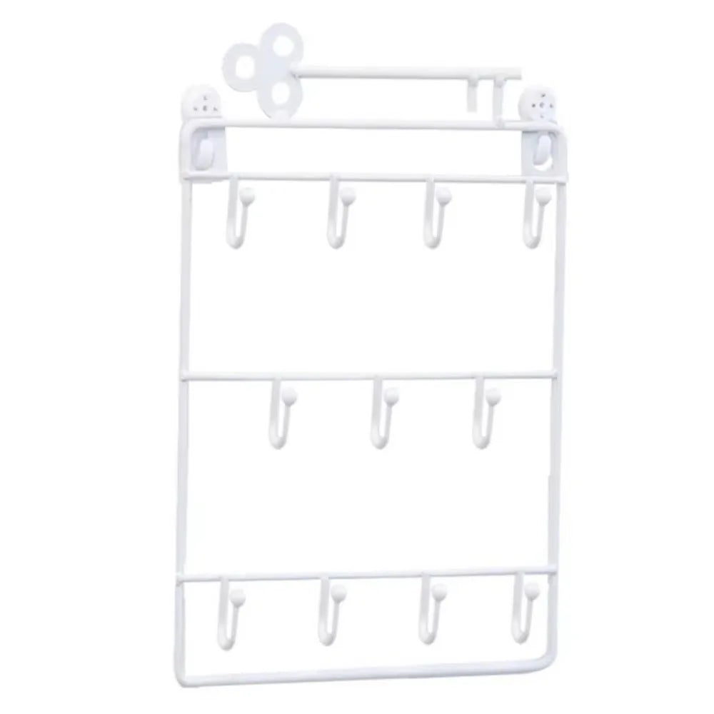Iron 11 Key Hooks Modern Style Practical Jacket Hat Storage Rack Wall Mounted Storage Hook For Entryway Kitchen Office Decor Peaceful Pleasures Health and Wellness White