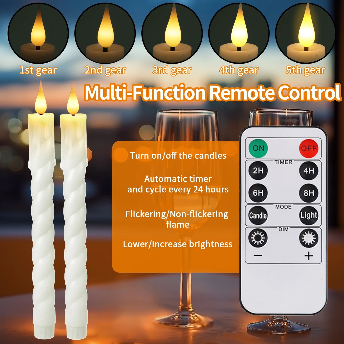 6Pcs White/Ivory Flameless Taper Candle Twisted LED Battery Operated Candlesticks With Holder for Wedding Home Party Table Decor Peaceful Pleasures Health and Wellness