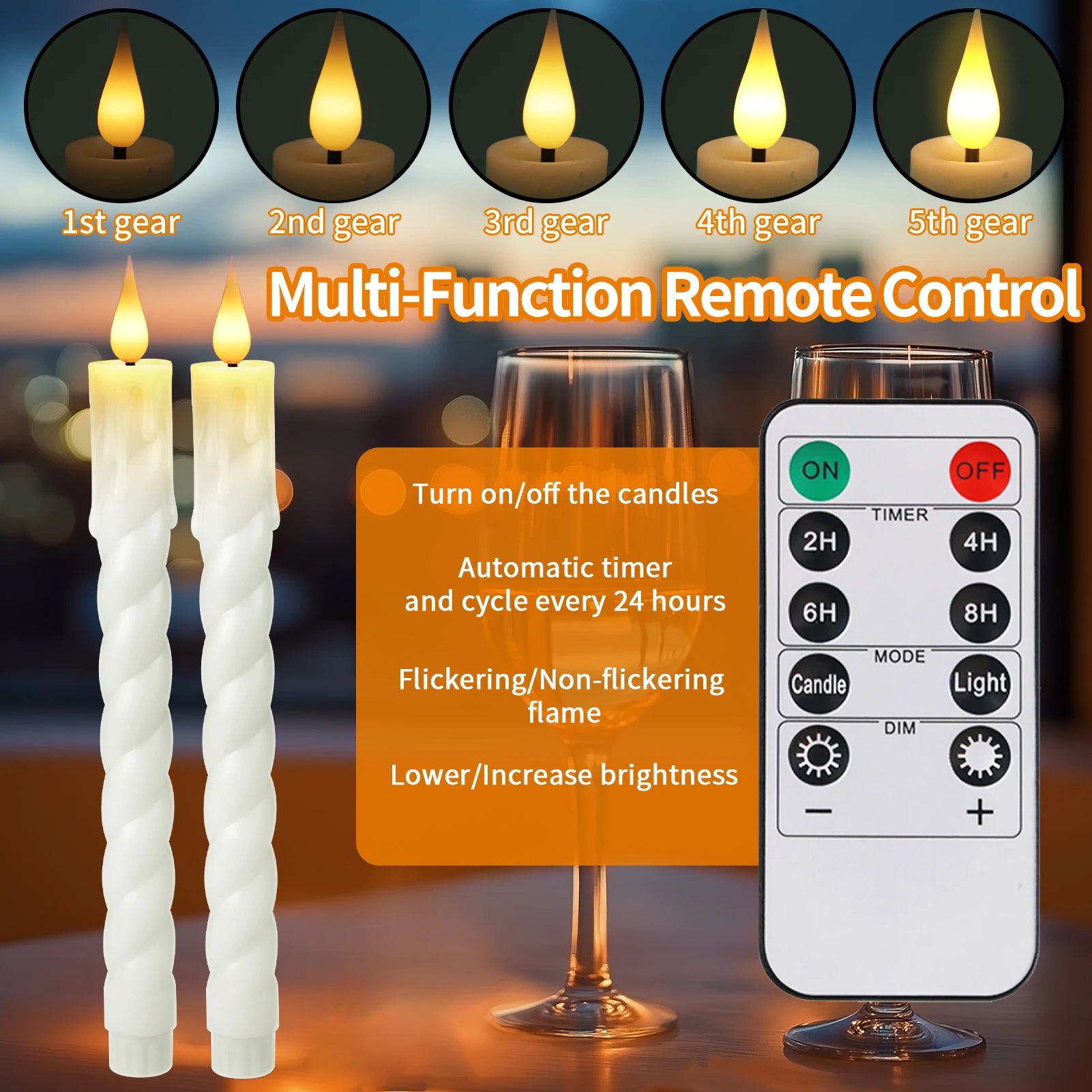 6Pcs White/Ivory Flameless Taper Candle Twisted LED Battery Operated Candlesticks With Holder for Wedding Home Party Table Decor Peaceful Pleasures Health and Wellness