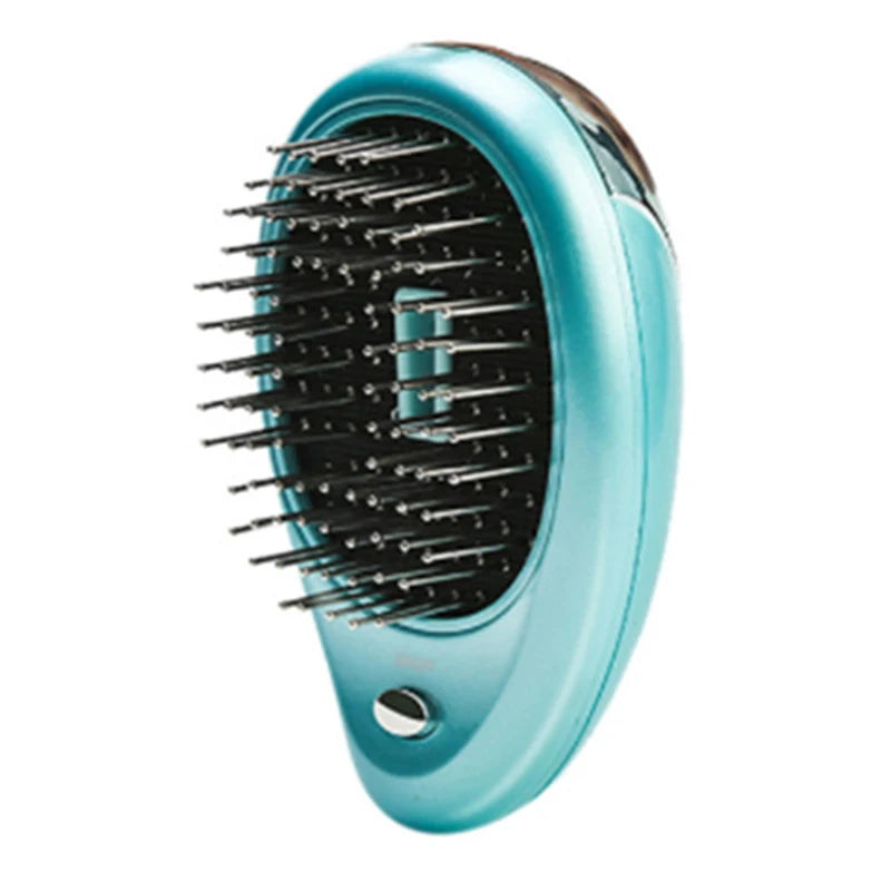 New Product Electric Sonic Vibration Magnetic Massage Comb Ion Anti-static Mini Hair Straightening Comb Peaceful Pleasures Health and Wellness Blue