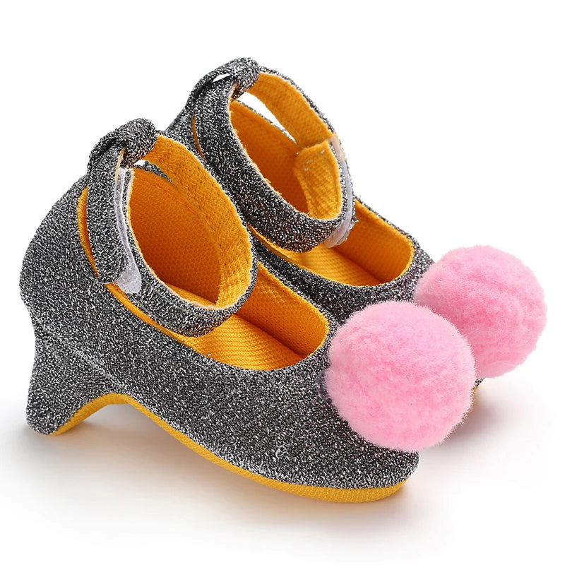 Spring and Autumn Girl Baby Anti slip Children's Shoes Girl Baby Beautiful Bow High Heels Girl Baby High Heels Peaceful Pleasures Health and Wellness C-236SILVER 9CM ( FIT0-6M ) 0-6 Months