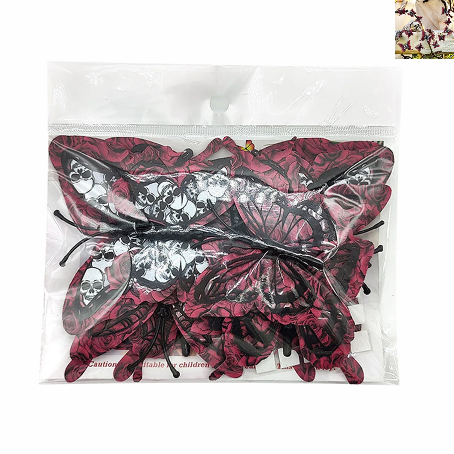 12pcs Halloween Butterflies Stickers Butterflies & Skull Gothic Wall Art for Halloween Party & Home Peaceful Pleasures Health and Wellness