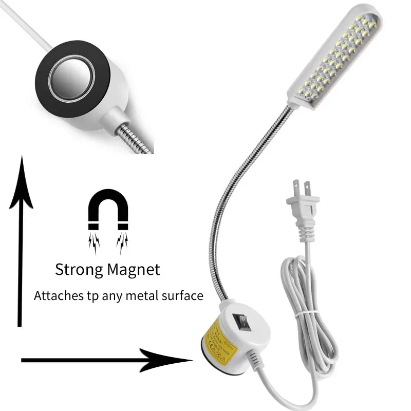 LED Sewing Machine Lamp – 360° Gooseneck & Magnetic Base