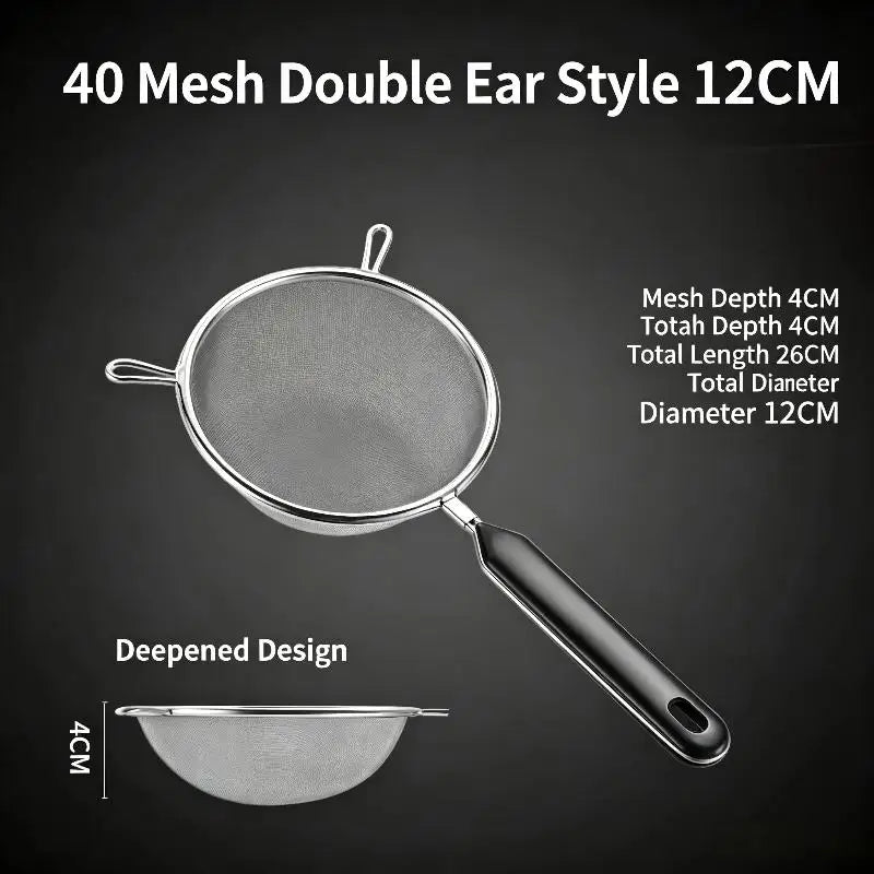 SUS 304 Fine Mesh Kitchen Strainer Set | Non-Slip Handle, 3 Sizes Fine Mesh Strainer Set Peaceful Pleasures Health and Wellness E