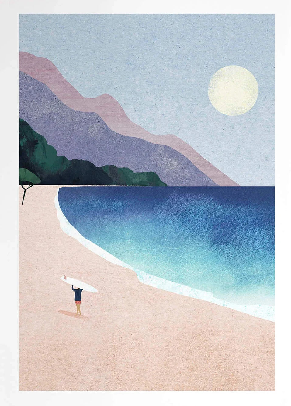 Canvas Painting Wall Art Picture Simple Outdoor Summer Beach Scenery Poster Sunset Surfers Swimming Ocean Living Room Home De Peaceful Pleasures Health and Wellness