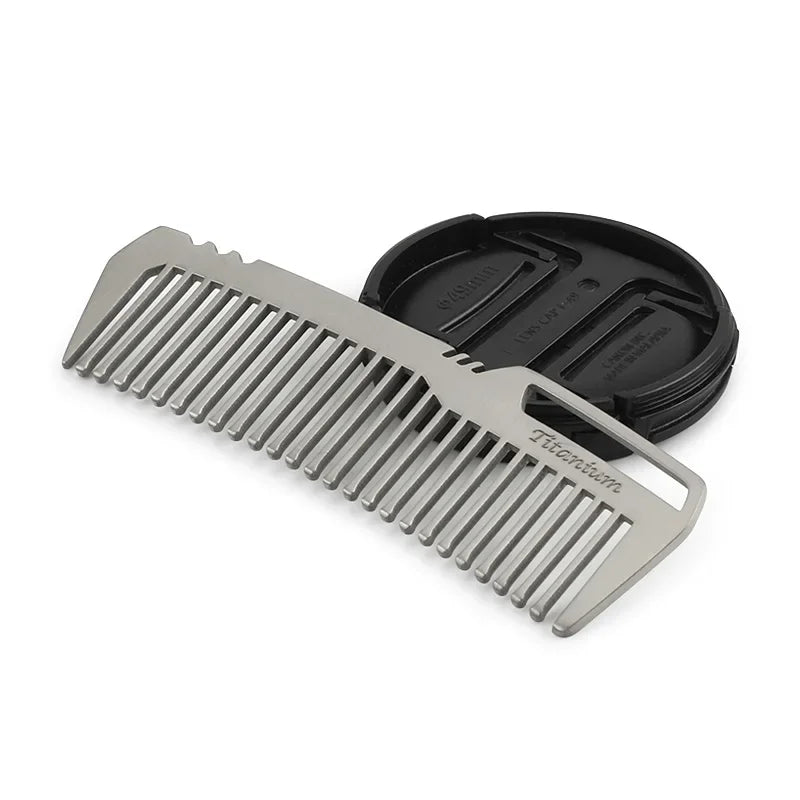 Non Rusting Pure Titanium Comb Portable Anti Static Hair Comb Mini Portable Titanium Alloy Combs EDC Super Light Titanium Combs Peaceful Pleasures Health and Wellness Silver
