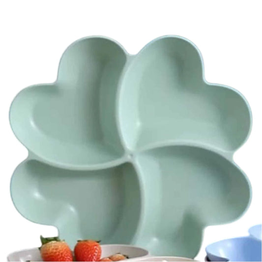 Four-Leaf Clover Snack Tray with Heart Compartments | Fruit Plate Serving Tray Peaceful Pleasures Health and Wellness