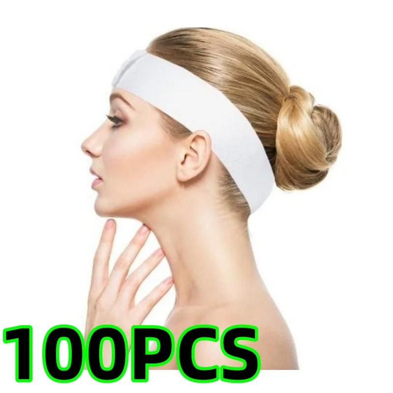 Disposable Spa Headbands Velcro Elastic – Black & White 10–100 Pack Spa Headbands Peaceful Pleasures Health and Wellness 100Pcs