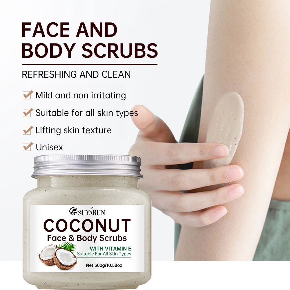 SUYARUN Organic Coconut Sugar Body Scrub Exfoliating & Moisturizing - Natural Spa Care for Soft Skin - 300g. Peaceful Pleasures Health and Wellness