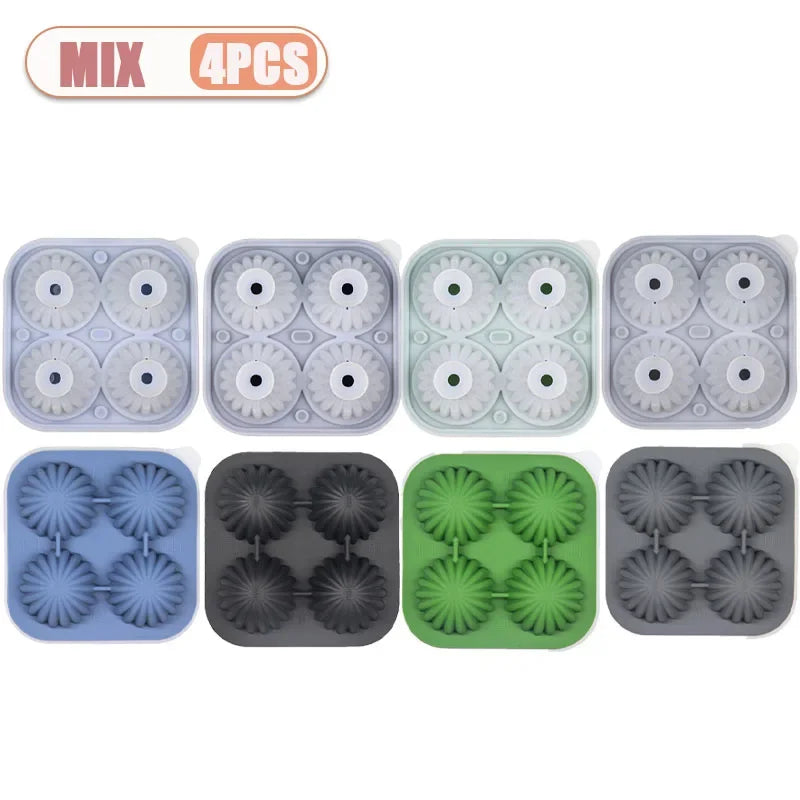 Cactus Ice Ball Mold – 4-Grid Silicone Sphere Ice Cube Tray