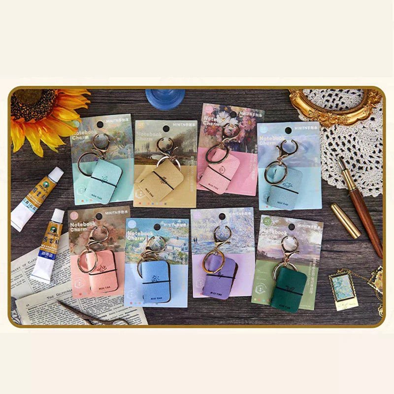 PU Leather Mini Notebook Keychain – Portable Diary Backpack Charm