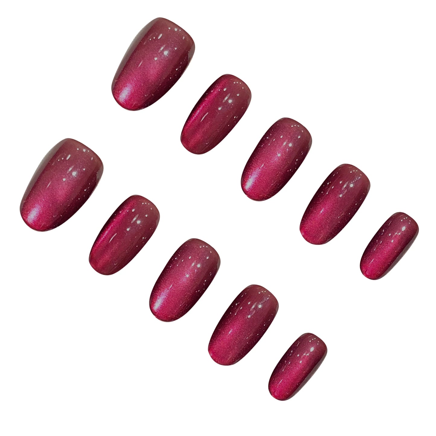 Handmade Press on Nails Shiny Dark Plum Cat Eye False Nails for Lady Daily Wearable Reusable Short Oval Head Fake Nail Tips Peaceful Pleasures Health and Wellness L