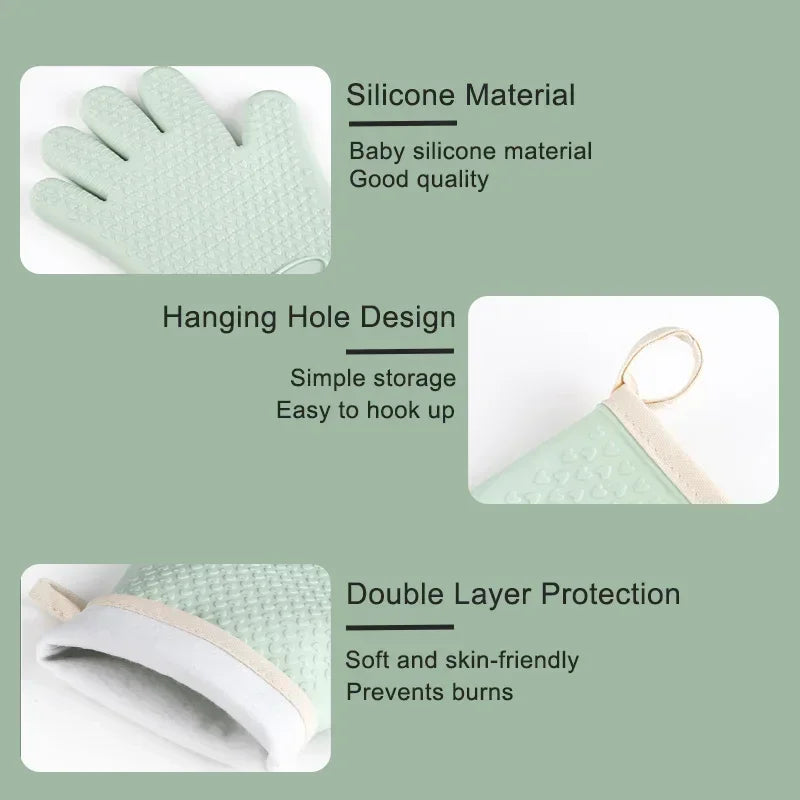 BBQ Oven Gloves | Anti-Slip Heat-Resistant Silicone 300°C BBQ Oven Gloves Peaceful Pleasures Health and Wellness